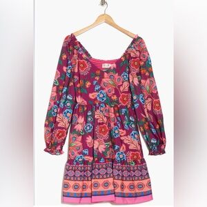 Eliza J Fit Floral Long Sleeve Fit & Floral Dress